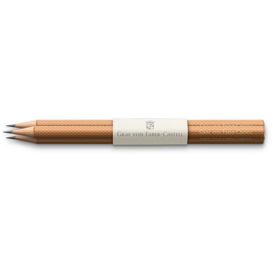 Graf-von-Faber-Castell - 3 holzgefasste Bleistifte Guilloche, Braun